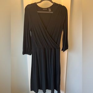 Black faux wrap top dress